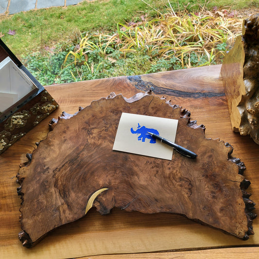 Serving Board - Live Edge Walnut with Brass Inlay